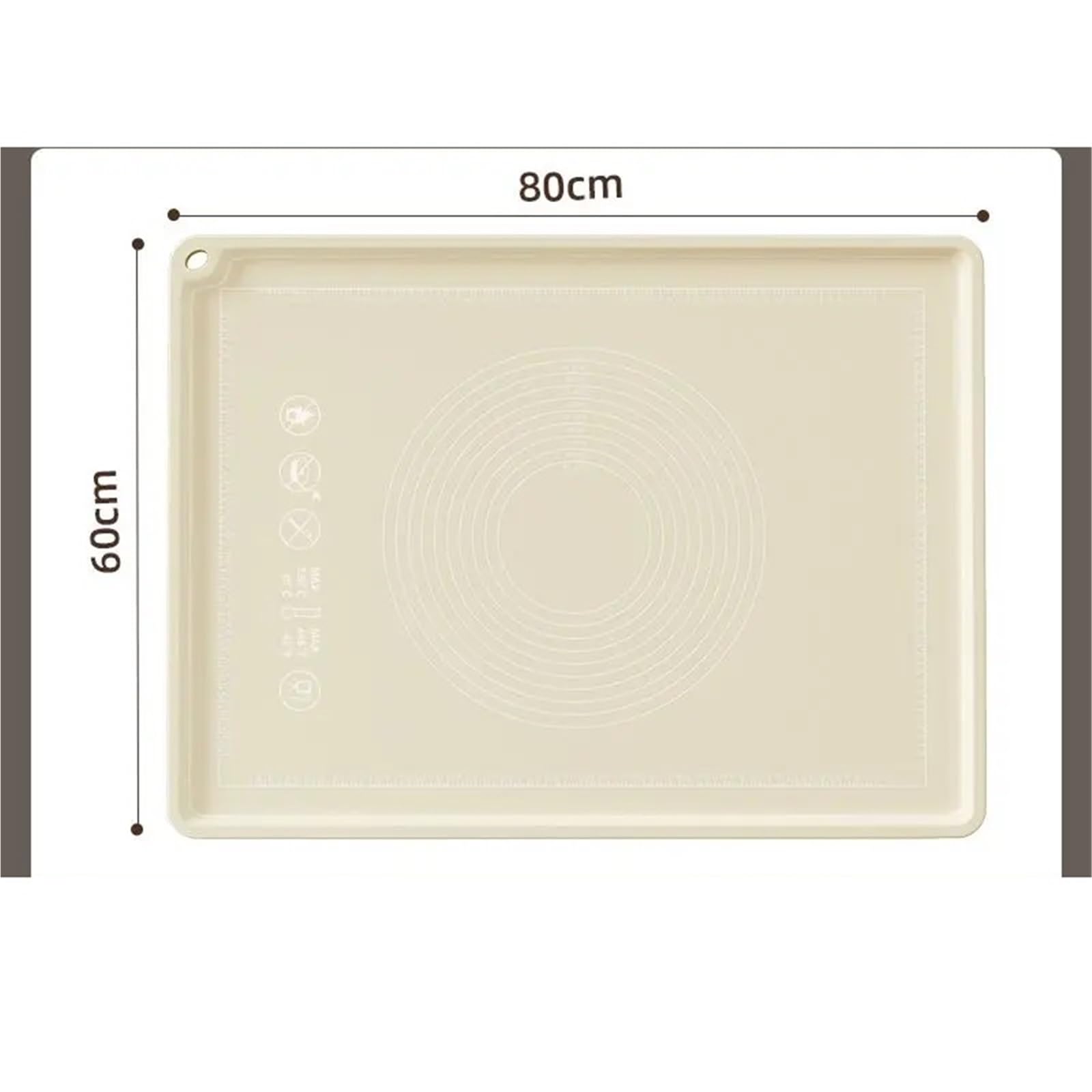 Rutschfeste Backunterlage Antihafte Verdickte, antibakterielle Silikon-Knetmatte, Küchenunterlage, Schneidebrett, Teigausrollmatte, Backmatte(60x80cm-Off white)
