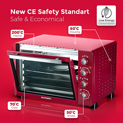 Mini Bakoven met Convectiefunctie, Grillrooster, elektrische grill oven met dubbele beglazing, 45 l ovenruimte, timer 60 minuten met signaaltoon, 100 - 230 °C - Afbeelding 5