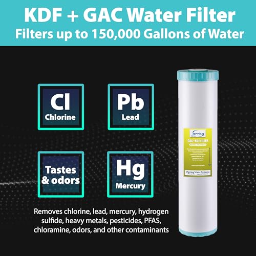 Image of iSpring F2WGB22BKS 4.5 inch x 20 inch 2-Stage Whole House Water Filter Replacement Pack, Reduces Sediments, Heavy Metals, Chlorine, PFAS, Hydrogen Sulfide, Chloramine, Fits WGB22B-KS