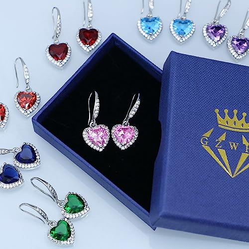 GZWHD Love Heart Cubic Zirconia Earrings for Women, Valentine's Day/Christmas/Mother's Day/Birthday/Birthstone Gift for Mother/Wife/Friend, Wedding/Prom/Party Earrings4