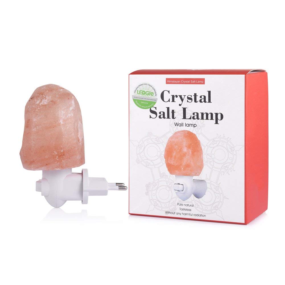 LEDGLE Lámpara de Sal de 10W Himalaya Luz de Sal con Enchufe de Pared, Sal Natural 220V, Bombilla Incandescente incorporada