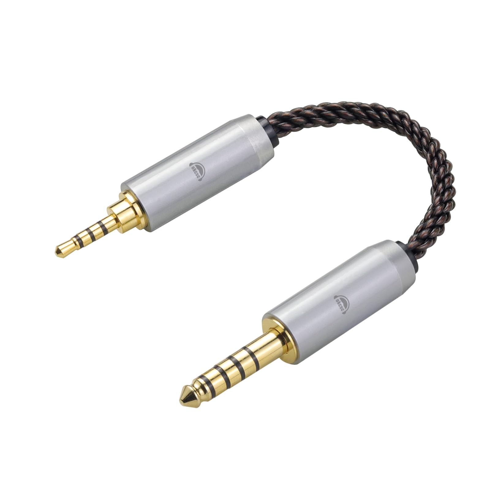 okcsc 4.4MM Male to 2.5MM Male Ultra Short Hifil Male to Male AUX Audio Cable OFC Pair Recording Cable Wire-Breakage-Prevention Design Adoption of 8-