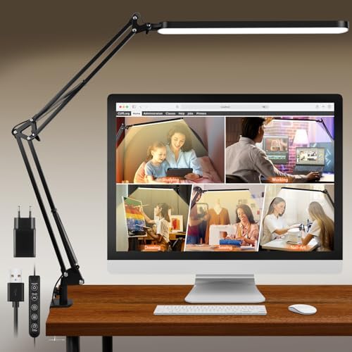 Lampada Da Scrivania SKYLEO LED - Luci Regolabile Con Morsetto, 3 Modalità E 10 Livelli Luminosità - Foto 5