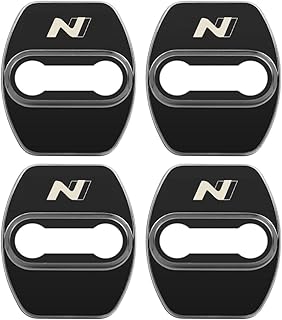 Set of 4 Car Door Lock Covers for Hyundai N Line i30 i20 Sonata Accent Tucson Elantra Azera Car Stainless Steel Protective Cover Protective Cap Car Trim Accessories B