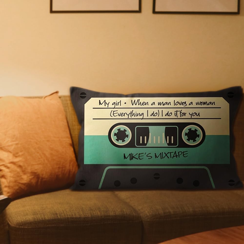callie Personalized Mixtape Pillow Cases, Custom Retro 80s Cassette Cotton Pillow Covers for Sofa Home Decor Ideal Gift （2 Pcs）