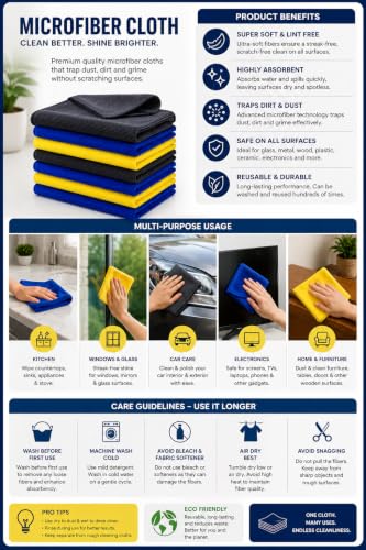 Image of Best Microfiber Cloth for Car Cleaning 280gsm 40x40cm Assorted
