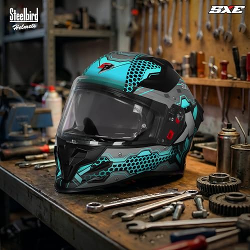 Image of Steelbird SBH-61 SXE X3 Pinlock ISI and Dot Certified Full Face Graphic Helmet for Men and Women with Inner Silver Sunshield