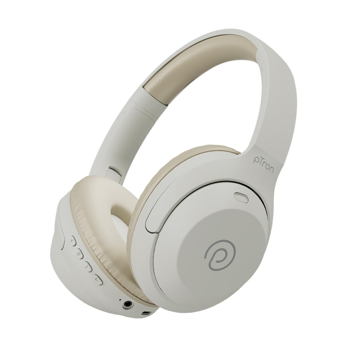 pTron Studio Classic w/ 75Hrs Playtime, Wireless Over Ear Headphones w/HD Mic & AI-ENC, Low-Latency Game & Music, Deep Bass, BT5.4, Dual Device Pairing, Voice Assist. & Type-C Fast Charging (Beige)-image-43