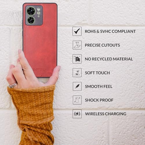 Image of SPRIG Compatible with Moto Edge 40 Premium PrimeMatte (Matte Leather TPU) Back Cover Drop Tested Shock Proof Mobile Case for Men, Women, Boys and Girls with Camera Protection (Red)