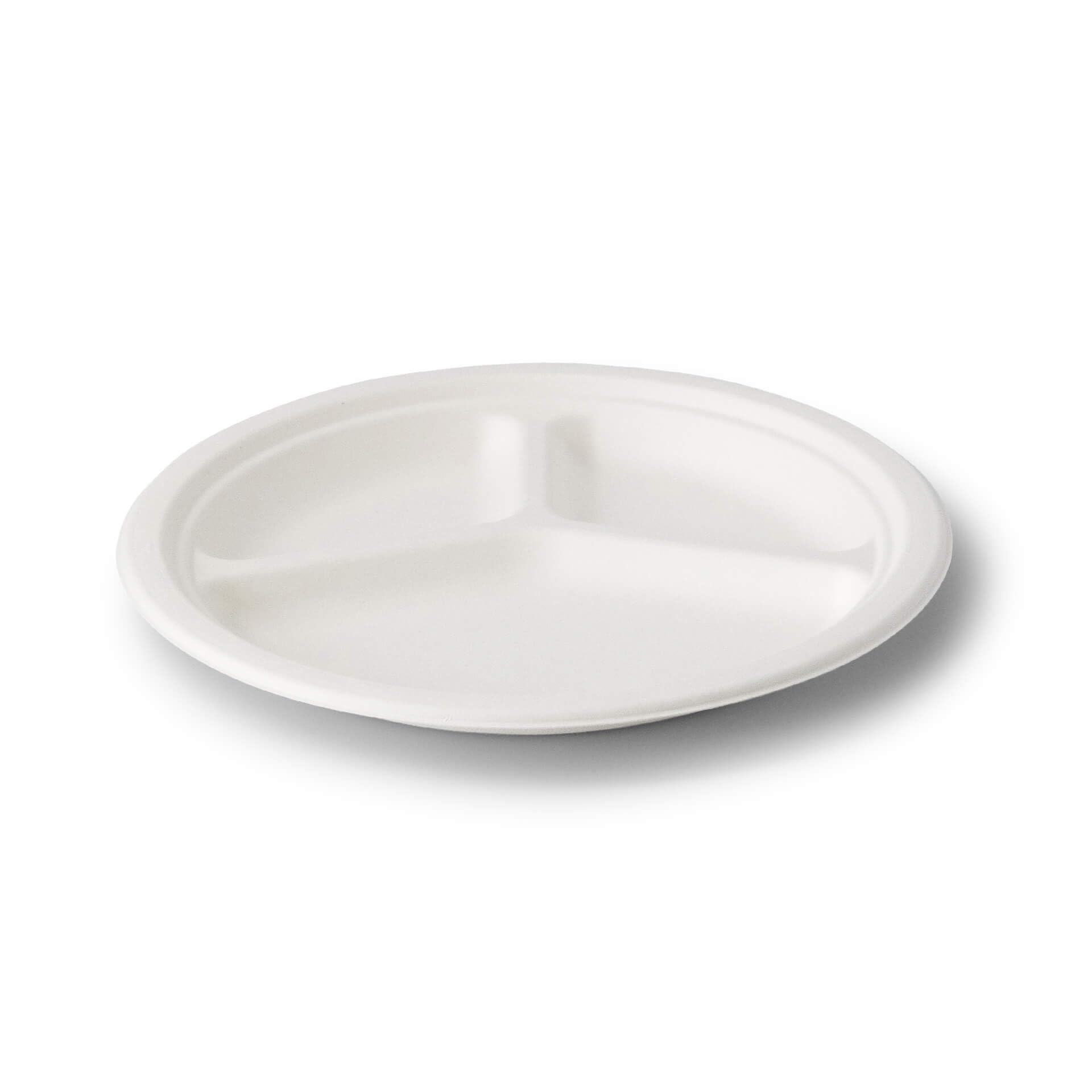 BIOZOYG Plats en Fibre de Canne à Sucre avec Séparateurs I Récipient pour Repas avec Compartiments I Plateaux en Bagasse Divisés en 3 I Plats avec Séparateurs blanc Ø 26 cm 500 pcs