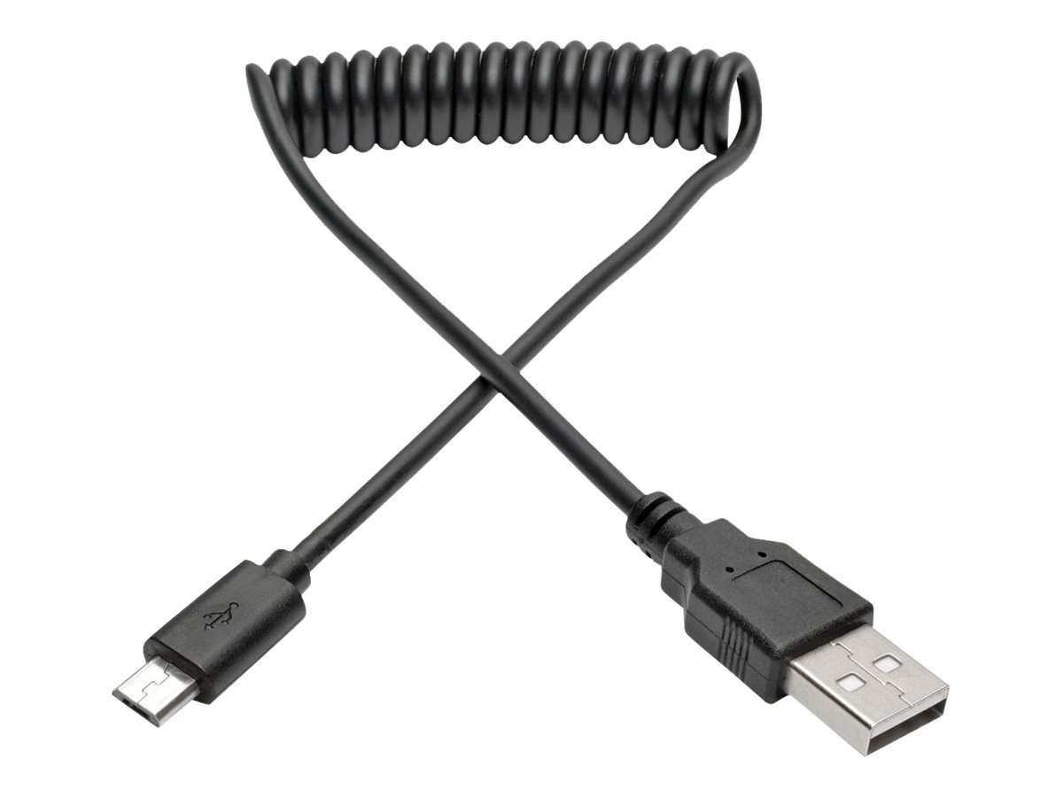 Tripp Lite 3 ft. Hi-Speed USB 2.0 to USB Micro-B Cable (M/M), Coiled, USB Type-A to Micro-B (U050-003-COIL)