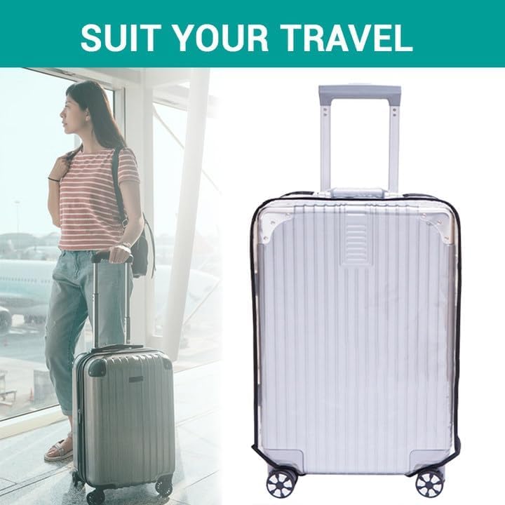 Image of LIGHTNIING HAMMERZ Transparent Luggage Cover|Clear PVC Suitcase Protective Case|Waterproof Spinner Travel Bag Trolley Cover|(24 Inches)