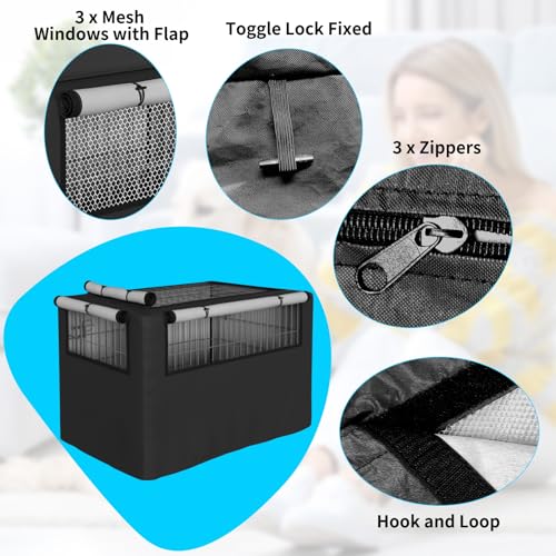 Dog Crate Cover, Pet Cage Cover for Dog Crate – Durable, Comfortable, Ventilated Dog Cage Cover, Fit for 42 inches Wire Dog Crate, Dog Crate Mat Included Dog Crate Cover, Pet Cage Cover for Dog Crate – Durable, Comfortable, Ventilated Dog Cage Cover, Fit for 42 inches Wire Dog Crate, Dog Crate Mat Included