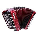  Hohner Nova II 80A - Acordeón cromático con botones - Rojo (+ funda)