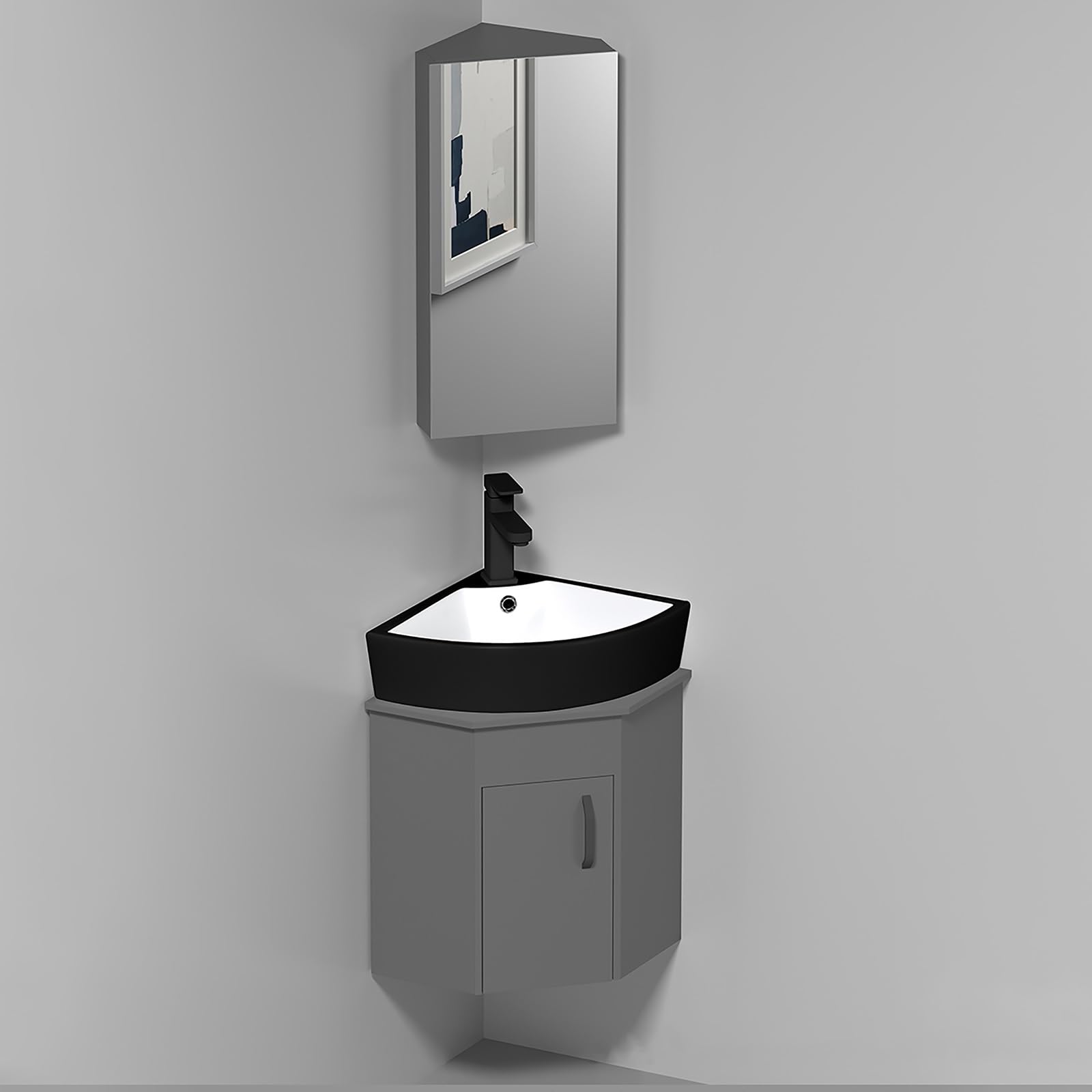 DFGHNBVC Floating Bathroom Vanity Set With Mirror Ceramic Basin Sink, Space-Saving Wall Mounted Cabinet For Small Bathrooms,35Cm