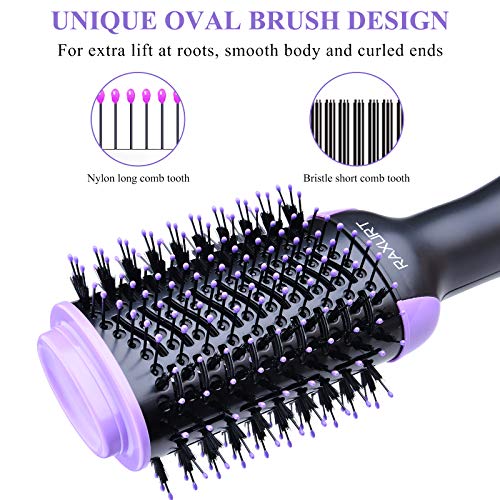 Hair Dryer Brush,One-Step Hair Dryer Brush and Volumizer with ION Generator, Anti-Frizz Hair Dryer Brush, Hot Air Brush Styler Brush Hair Dryers for Women,with 3pcs Hair Clips, 3pcs Hair Ties (Purple)