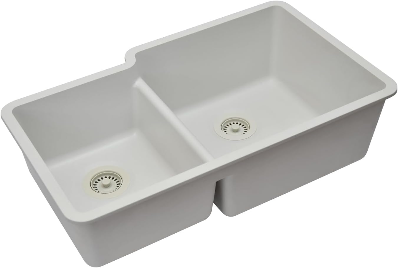 32" x 19" Quartz Kitchen Sink, 40/60 Double Bowl Kitchen Sinks, Drop-in Sink, Undermount Sink, Galaxy White Kitchen Sink, Double Sink Kitchen, Grids, Strainer and Flange, Lexicon Platinum LP-4060-W