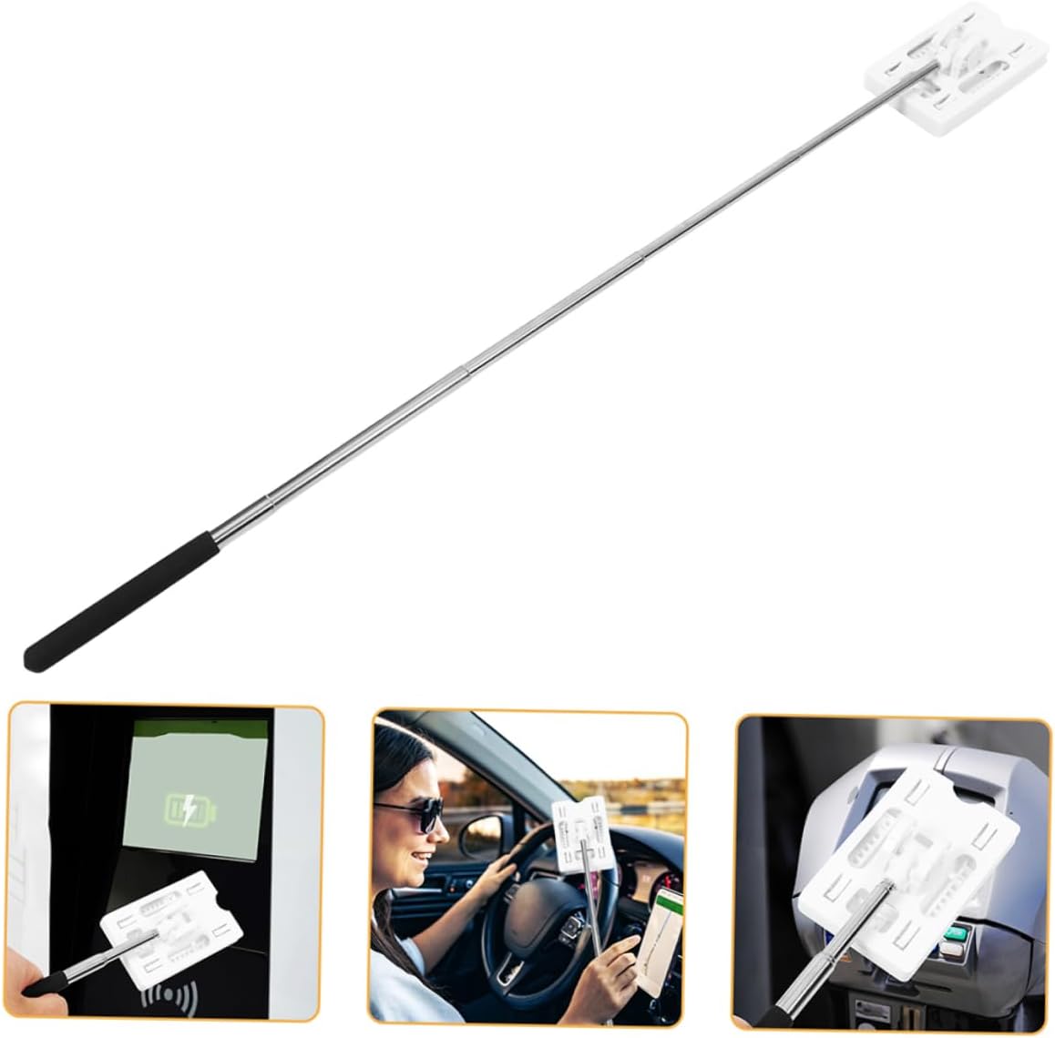 BESTOYARD 2pcs Telescoping Parking Card Rod Stainless Steel for Drivers