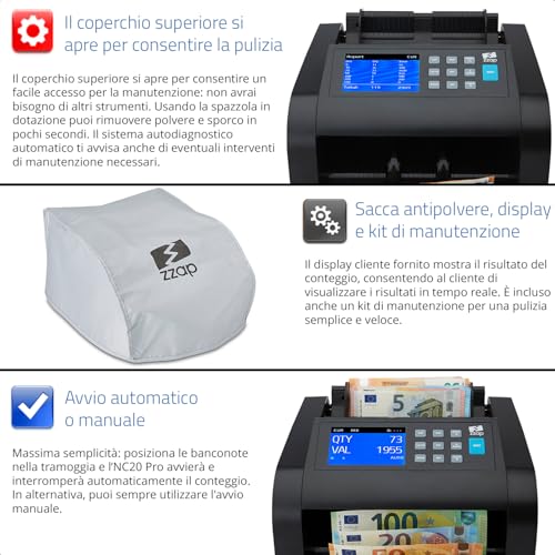 Zzap Contabanconote E Verificatore Di Banconote False - Macchina Conta Contanti (NC20 Pro) - 6