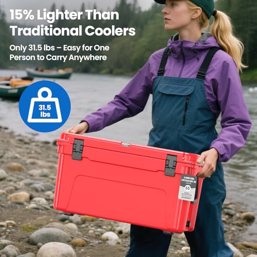 Image of Rotomolded Hard Cooler, Portable Small Ice Chest with 3-Inch Insulation, Heavy-Duty Beach Cooler for Camping, Fishing, Boating, Picnic, BBQ, Travel