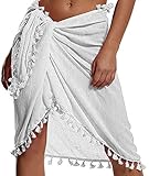 vestido blanco playa mujer Fácil de combinar: los trajes de baño semitransparentes cubiertos tienen varios colores vibrantes para que elijas, son fáciles de combinar con tu ropa, te hacen más encantador y atractivo, te atan fácilmente a la cintura.