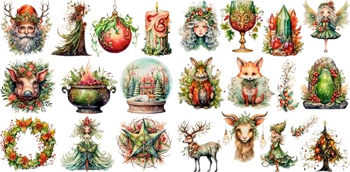 Yule - Papel de arroz, 29 x 29 cm (2 piezas) -24+ Decoupage de 7,6 cm, mini diseños para collage, fabricación de tarjetas y manualidades, decoupage por CRAFT KREATIVELY