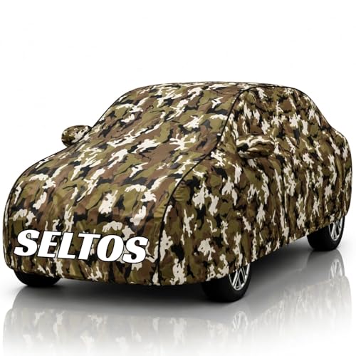 Image of Safe-Cars New Jungle 100% Waterproof Seltos Car Cover | Polyester Car Body Cover for Rain & Sun | UV Protection, Dustproof, Scratch Resistant, Windproof, Heat Resistant, Custom Fit