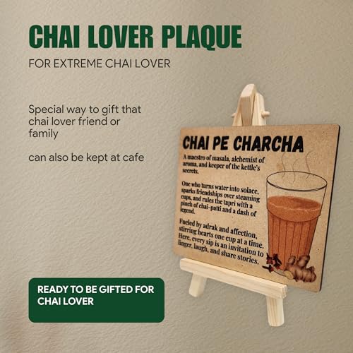 tinydabba Wooden Chai Pe Charcha Plaque with Easel by tinydabba - 2