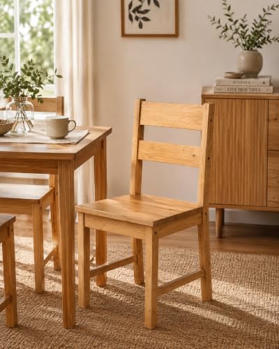 Image of Solid Wood Chair for Dining Table | Comfortable Backrest Chair for Home, Restaurant & Study