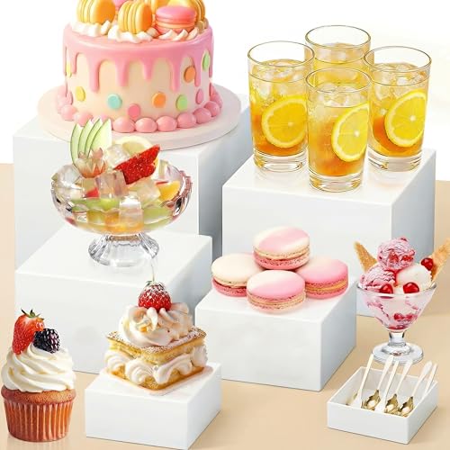 Jellybibo Lot de 6 Presentoir A Gateau Acrylique, 3-8 Pouces Presentoir Aperitif Buffet avec fond creux, Plateau Aperitif Mariage pour...