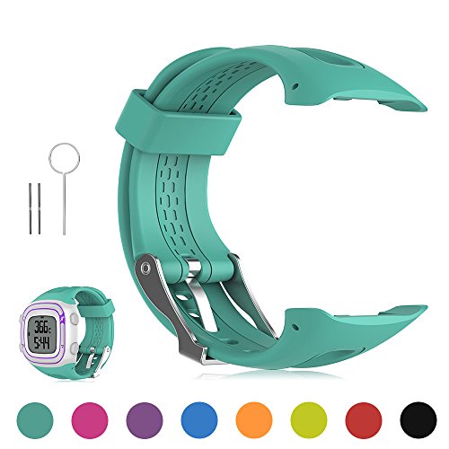 FESKIO - Correa para reloj deportivo Garmin Forerunner 10/Forerunner 15 GPS, de silicona suave (tamaño grande/pequeño), S/Women Size, Verde azulado