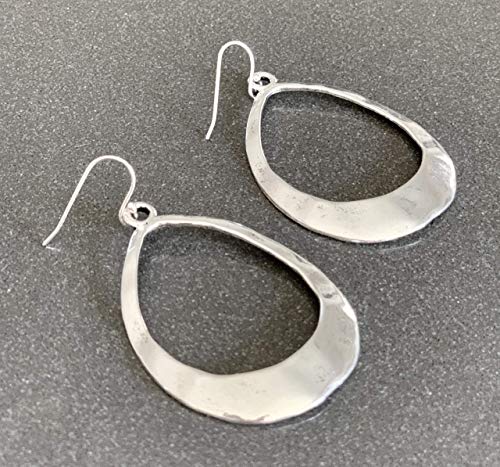 Large Teardrop Hoop on Sterling Silver Earrings Bohemian Boho Statement Jewelry4