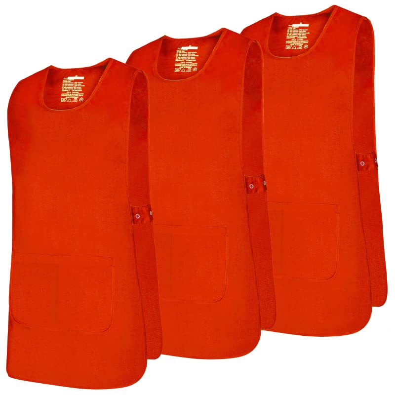 MISEMIYA - Paquete 3 Unidades - Delantal Limpieza Uniforme Laboral CLINICA MÉDICOS Limpieza Veterinaria Sanitarios HOSTELERÍA- Ref.868 - M, Naranja