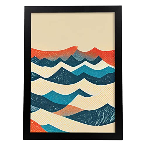 Nacnic Poster Oceano in stile arte astratta. Illustrazioni e manifesti di galassie artistiche, moderne e a colori per l'interior design e la decorazione. A4 Cornice nera.