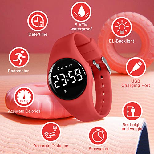 Reloj de pulsera digital podómetro distancia y cronómetro recargable 3