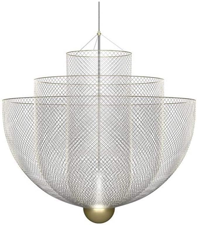 Plafonnier moderne chic en maille dorée 3 couches et détails chromés