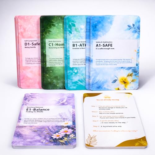 TechMysteryHouse 84 Mindfulness and Grounding Cards for Emotional Reset, Guided Self Care Deck with Purpose and Practice for Adults and Teens, Thoughtful Gift (Healing)
