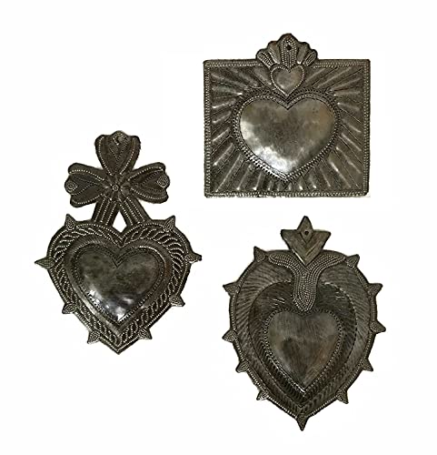 It's Cactus Hearts, Large Metal Milagro Charms, (Set Of 3), Hope, Love And Friendship, Unique Gifts, Handmade In Haiti, 6 Inch (Large Milagro Set) #TOP22