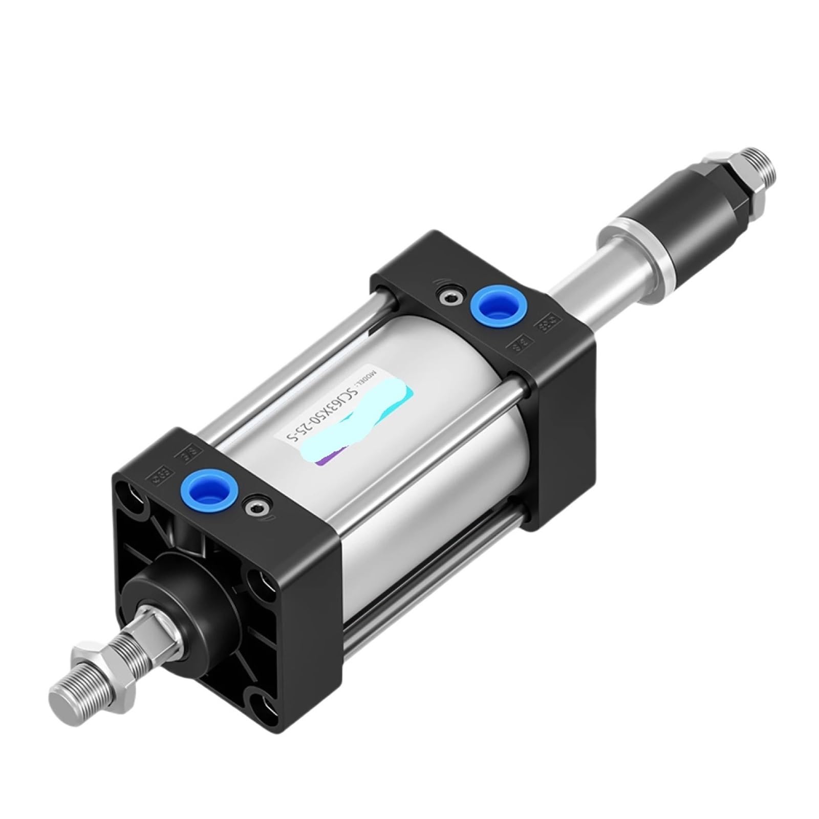 SCJ100 Regulowany skok Cylinder pneumatyczny Otwór 100 mm Dwudziałający aluminiowy korpus 285 kg Cylinder powietrza wzdłużnego 25-200 mm