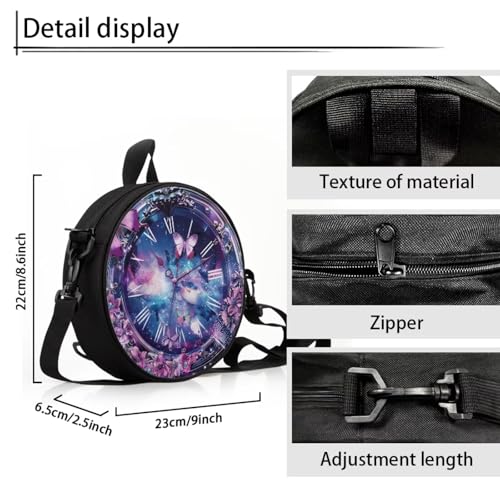 Image of Women Novelty Round Clock Shape Zippered Clock Purses for Women Tote Handbag Shoulder Bag, Gift for Mom Girlfriend