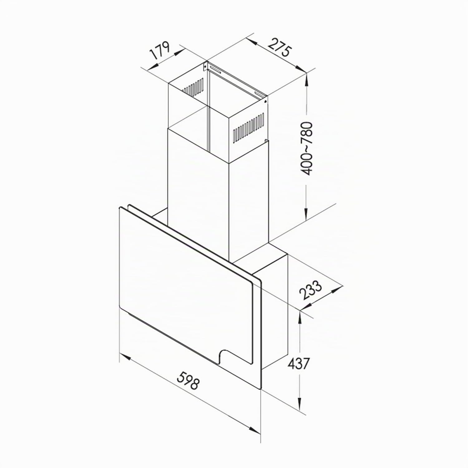Klarstein Amelia - Hotte aspirante, Hotte inclinée dégagée, Design plat, 123 W, 586 m³/h, Éclairage LED : 3 W, 3 niveaux de puissance, Bouton rotatif tactile éclairé, 60 x 47 x 23,5 cm, noir