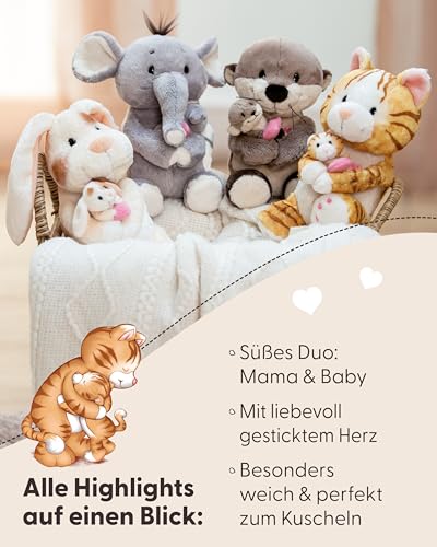 NICI Kuscheltier Otter 20cm mit Jungotter 6cm - braun - Stofftier aus weichem Plüsch, niedliches Plüschtier zum Kuscheln und Spielen, für Kinder & Erwachsene, tolle Geschenkidee - 62844