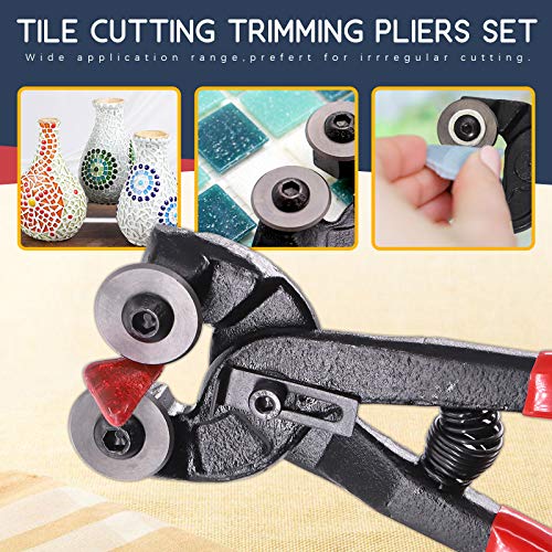 Hilitchi 12Pcs Heavy Duty Stained Glass Tools Mosaic Tools Wheeled Glass Tile Nipper And Cutter Pliers And Diamond Coated Handle Grinding Tool Kit #TOP2