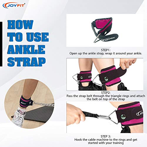 Image of Joyfit Padded Ankle Straps- for Cable Machine, Kickbacks, Glute Workouts, Leg Extensions, Curls & Hip Abductors with Padded Neoprene Support, Ideal for Men & Women [Pair]