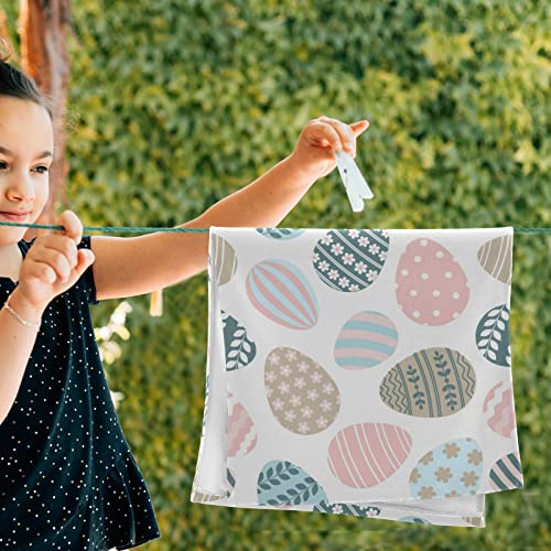 Wamika Happy Easter Eggs Hand Bath Towel Hanging Towels Set Bunny Tail Rabbits Flowers Kitchen Dish Towel Highly Absorbent 2Pcs #TOP6