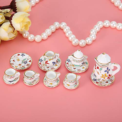 Diydeg 15 peças de presente de porcelana para amantes de chá em miniatura, brinquedo, simulação alta
