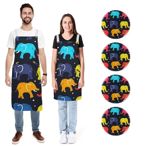 Tabliers de cuisine imperméables éléphant lot de 2 en deux tailles pour adulte