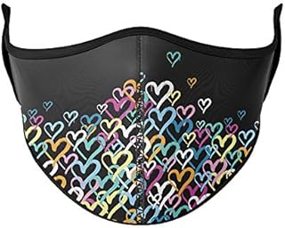 Top Trenz Reusable Face Mask Made with Stretch Cloth for Everyday Use - Indoor/Outdoor Face Cover - Graffiti Heart - One Size Fits Most Ages 8+