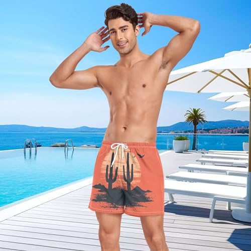 xigua Desert Sunset Mens Swim Trunks with Liner, 5 inch Quick Dry Mens Boardshorts for Beach4