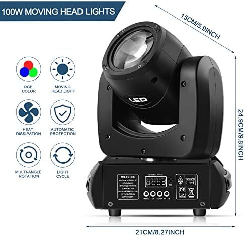 100W Moving Head Stage Light,High Brightness 8 Rotating Gobos+12 Colors Effect Powerful Beam Party Light Moving Head for Disco Club Live Show Bar Wedding